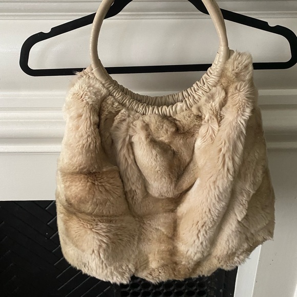 Chinchilla purse bag Paola by PDL brown fur beautiful leather handles furry - Picture 2 of 4